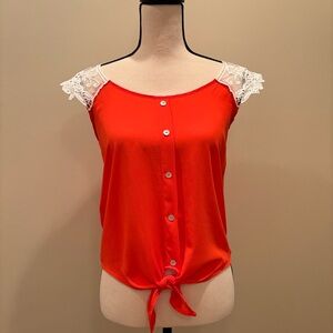 Lace Sleeve Summer Top By Takara Size Small